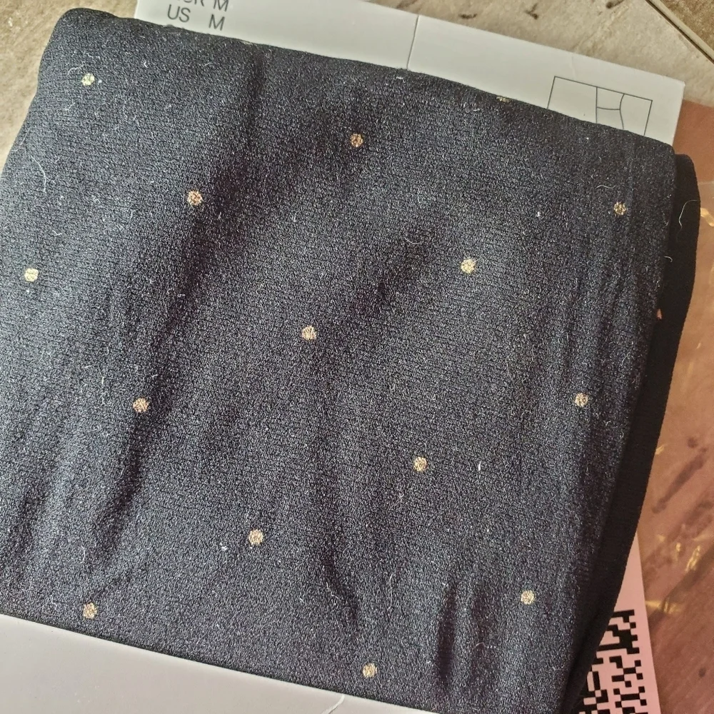 NWT H&M Black and Gold Glittery Polka Dot Tights Size Medium